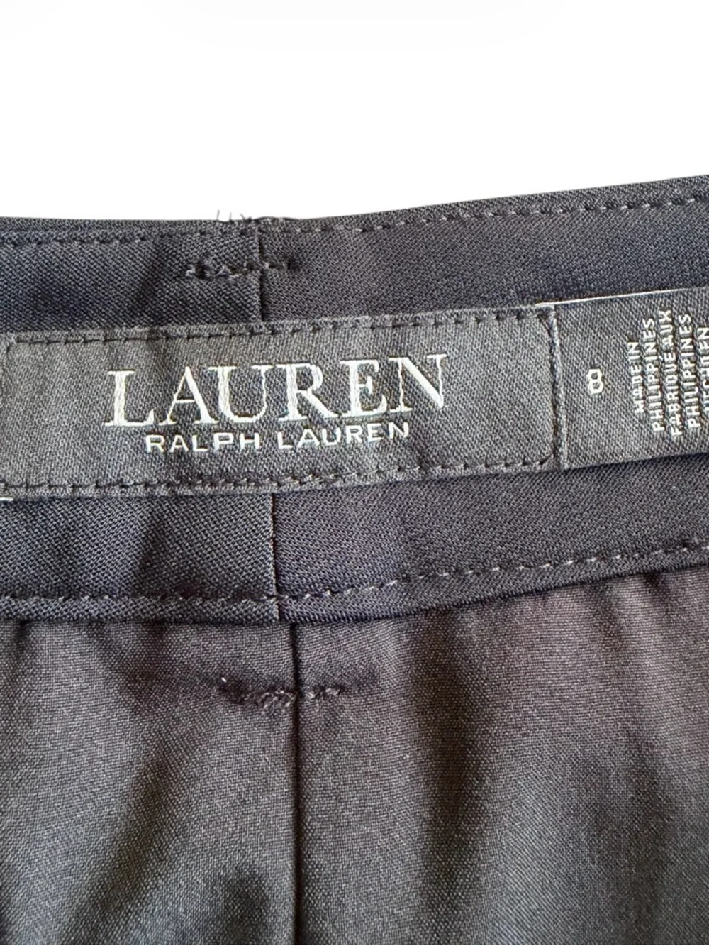 Lauren Ralph Lauren Black Stretch Cady Pencil Skirt with Front Slit (Size 8)